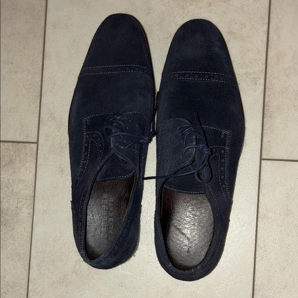 Calibrate Men's High End Navy Suede Oxford Shoes Made for Nordstrom Size 12